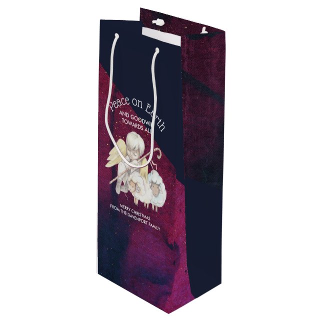 Peace on Earth and Goodwill Toward All Shepherd Wine Gift Bag (Front Angled)