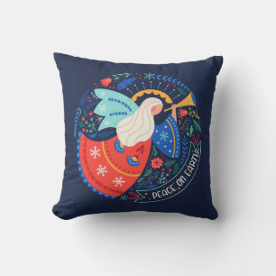Peace on Earth Angel Design Throw Pillow