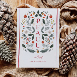 Peace on Earth Botanical Christmas Holiday Card