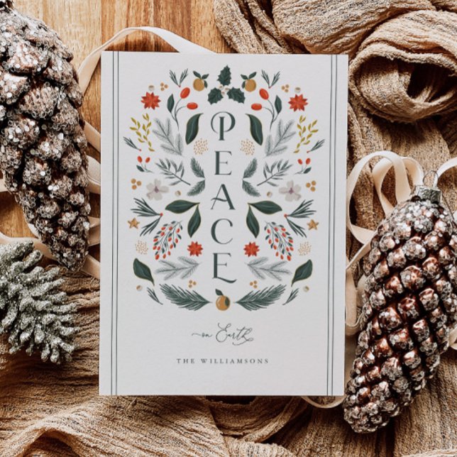 Peace on Earth Botanical Christmas Holiday Card (Creator Uploaded)
