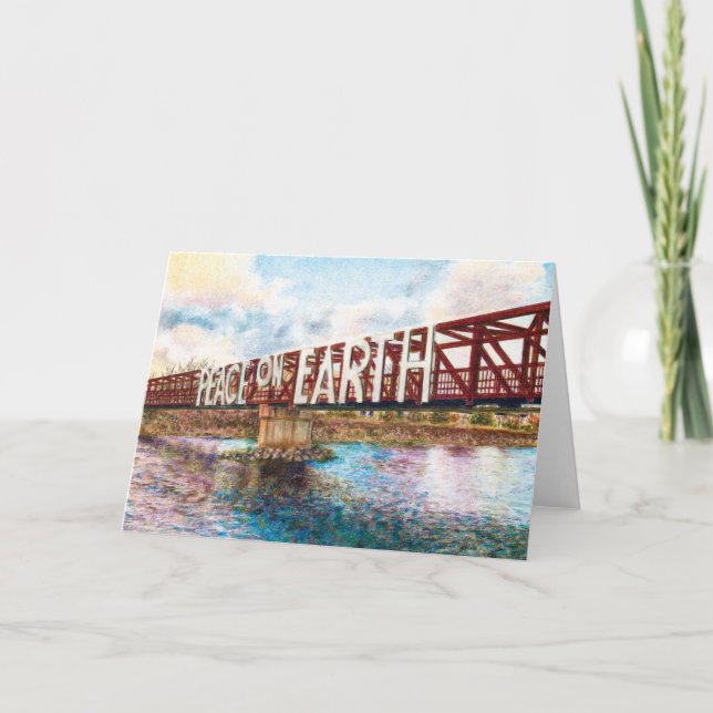 Peace On Earth Bridge Holiday Card (Front)