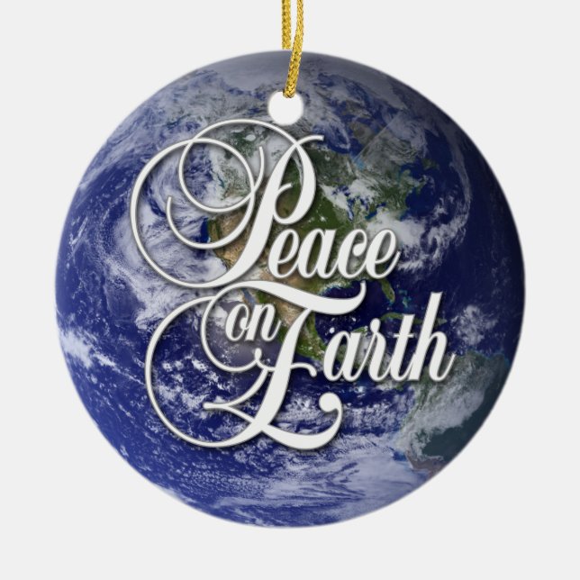 Peace on Earth Ceramic Ornament (Front)