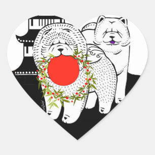 PEACE ON EARTH - Chow coeur vacances autocollants