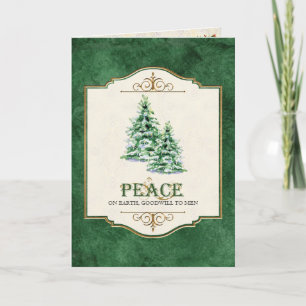 Peace on Earth Christian Christmas Tree Greeting Holiday Card