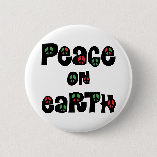 Peace On Earth Christmas 2 Inch Round Button (Front)