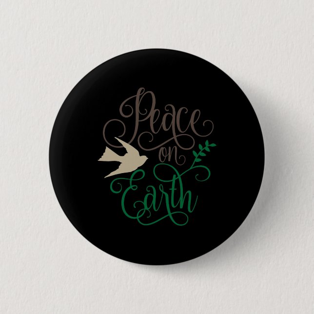 Peace On Earth Christmas  2 Inch Round Button (Front)