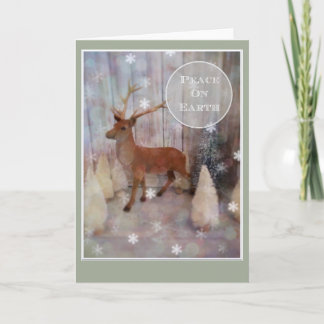 Peace on Earth Christmas Card with flocked deer