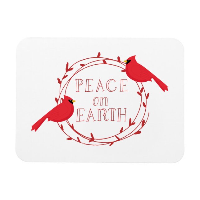 Peace on Earth Christmas Cardinals Magnet (Horizontal)