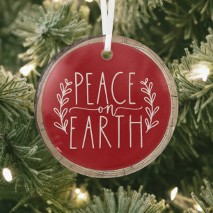 Peace On Earth Christmas Glass Ornament