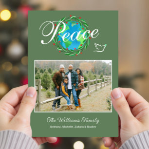 Peace on Earth Christmas Holiday Custom Photo Card