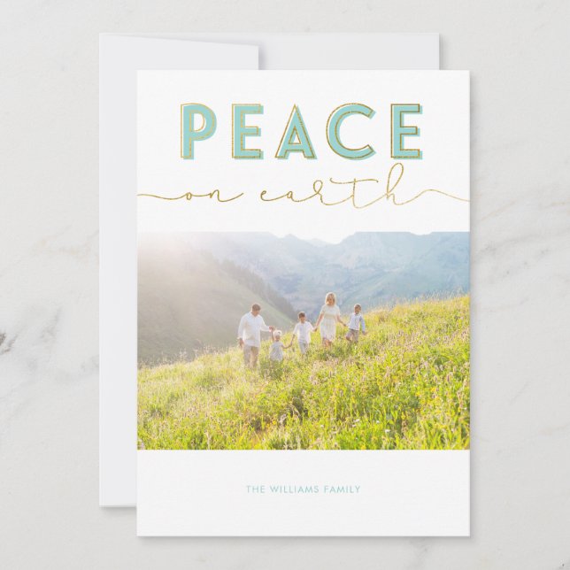 Peace on Earth Christmas Holiday Photo Card (Front)
