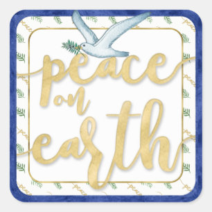 Peace on Earth Christmas Kwanzaa Hanukkah Square Sticker