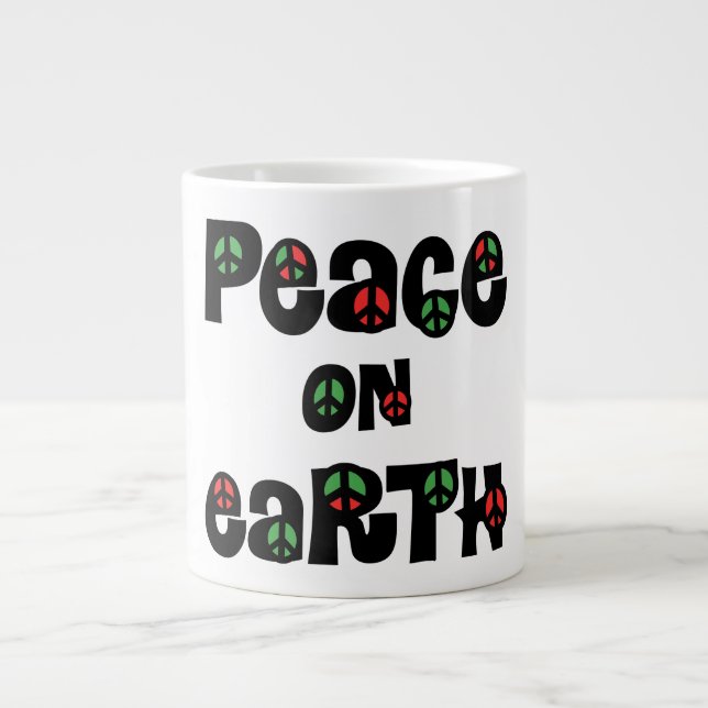 Peace On Earth Christmas Large Coffee Mug (Front)