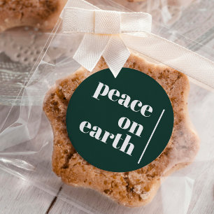 Peace On Earth Christmas Minimalist Classic Round Sticker