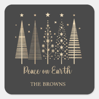 Peace on Earth Christmas Minimalist Square Sticker