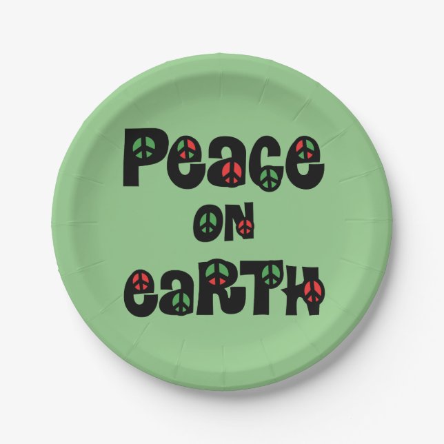 Peace On Earth Christmas Paper Plate (Front)