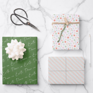 Peace on Earth Christmas Pattern Wrapping Paper Sheet