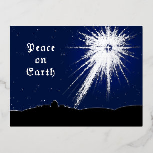 Peace on Earth Christmas Postcard with Foil