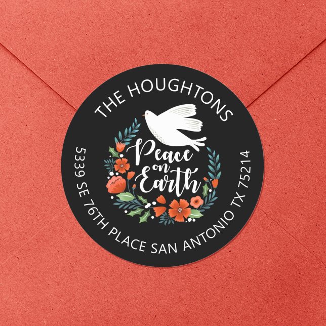 Peace on Earth Christmas Return Address Label (A pretty return address label for your Christmas holiday mail. Personalize it with your info!)