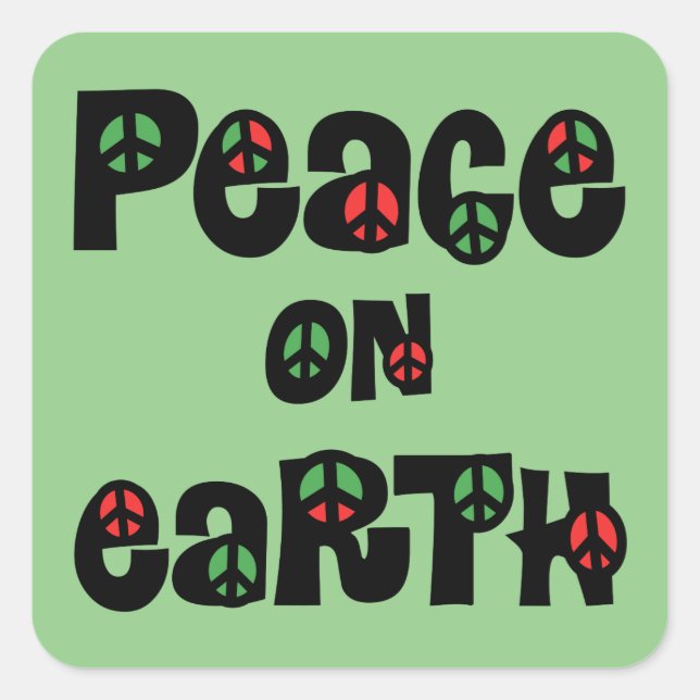 Peace On Earth Christmas Square Sticker (Front)