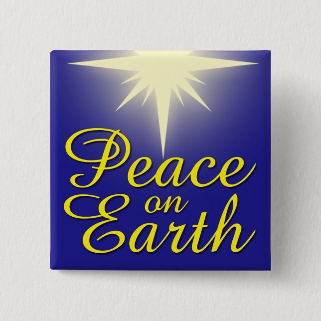 Peace on Earth Christmas Star Holiday Button (Front)