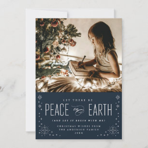 Peace on Earth Christmas with Stars Photo Card
