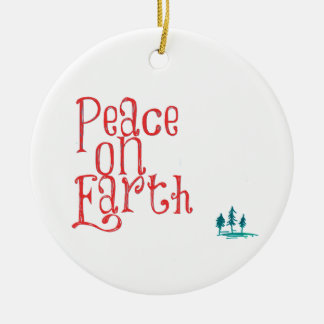 Peace on Earth Christmas Woods Ceramic Ornament