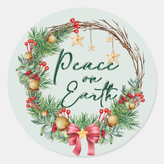 Peace on Earth Christmas Wreath Envelope Seal (Front)