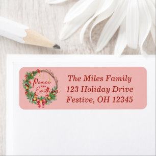 Peace on Earth Christmas Wreath Return Address
