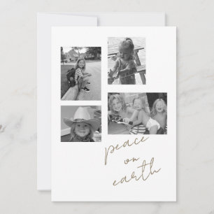 Peace on Earth Collage B/W Photo Flat Holiday Card