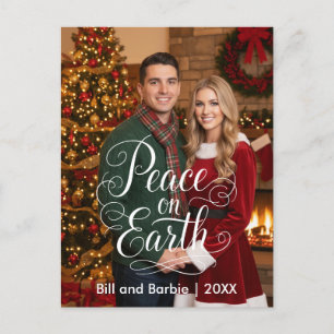 Peace on Earth Couples Photo Front Holiday Postcard