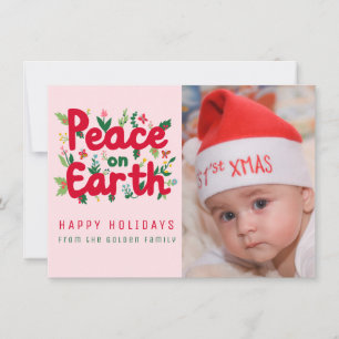 PEACE ON EARTH CUSTOM PHOTO Christmas Card