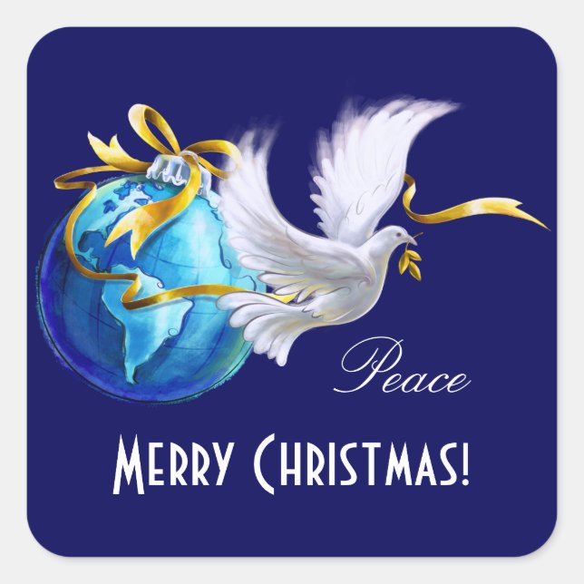 Peace on Earth.Customizable Christmas Stickers (Front)