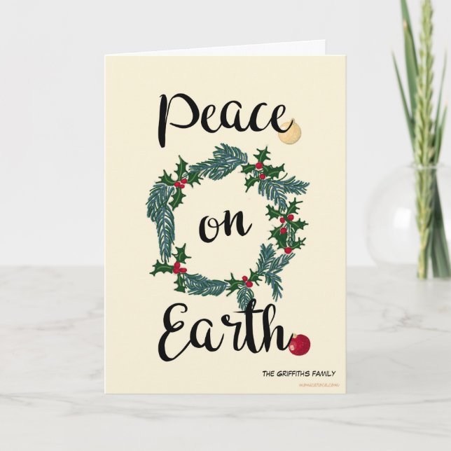 Peace on Earth. Customizable Holiday Card (Front)