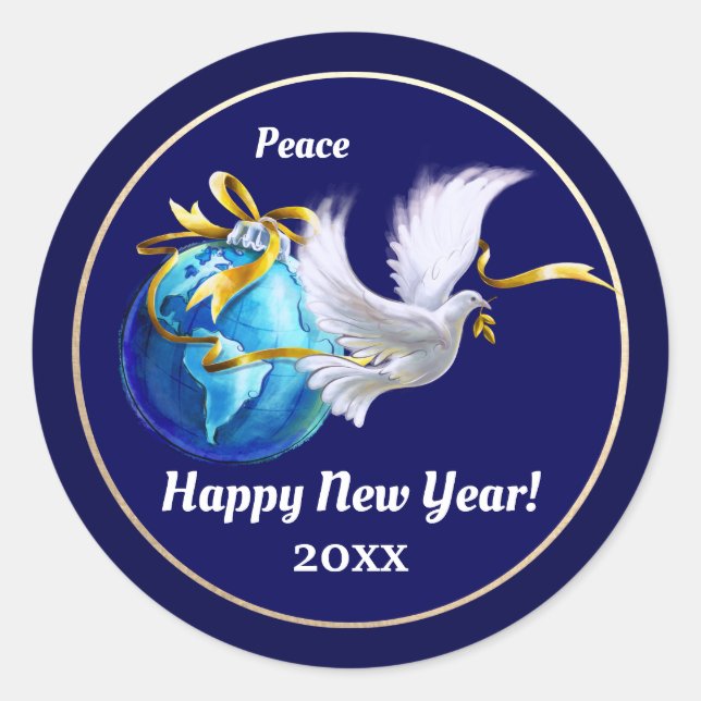 Peace on Earth. Customizable New Year's Stickers (Front)