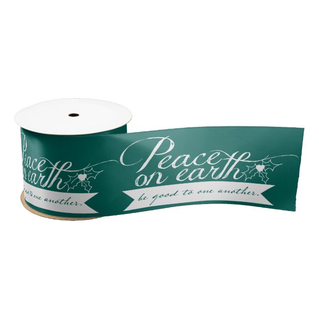 Peace on Earth Customize Colours Christmas Ribbon Satin Ribbon (Spool)