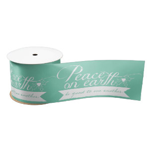 Peace on Earth Customize Colours Christmas Ribbon Satin Ribbon