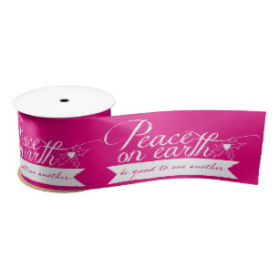 Peace on Earth Customize Colours Christmas Ribbon Satin Ribbon