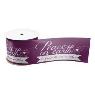 Peace on Earth Customize Colours Christmas Ribbon Satin Ribbon