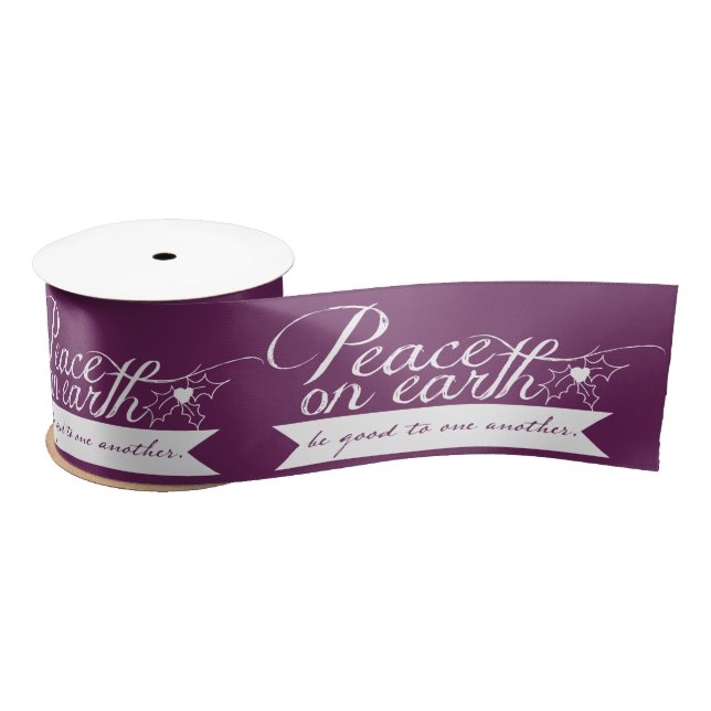 Peace on Earth Customize Colours Christmas Ribbon Satin Ribbon (Spool)