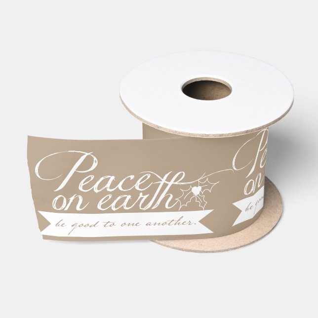 Peace on Earth Customize Colours Christmas Ribbon Satin Ribbon (Spool)