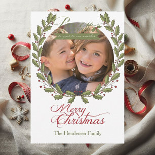Peace on Earth Customized Photo Christmas Holiday Card