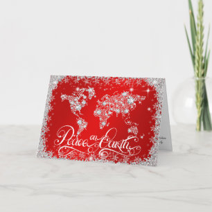 Peace on Earth Diamonds Ruby Red   PERSONALIZED Holiday Card