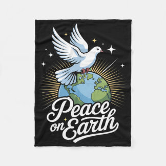 Peace On Earth Dove And Globe Faith Christmas  Fleece Blanket