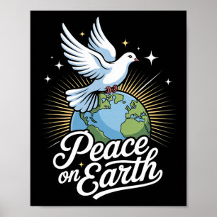 Peace On Earth Dove And Globe Faith Christmas  Poster