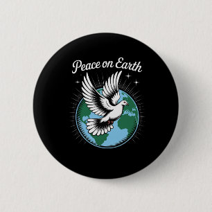 Peace On Earth Dove And Globe Faith Christmas Spir 2 Inch Round Button