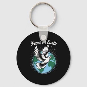 Peace On Earth Dove And Globe Faith Christmas Spir Keychain