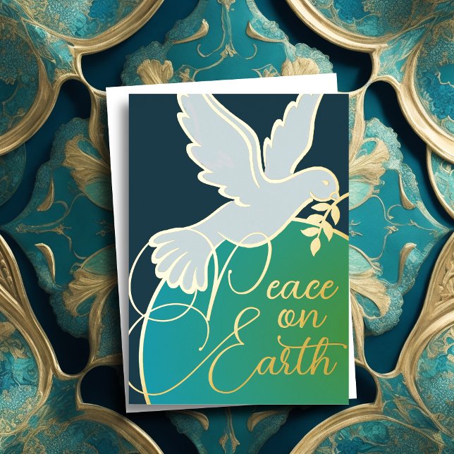 Peace on Earth Dove avec Branch Foil Carte de vaca (Créateur téléchargé)