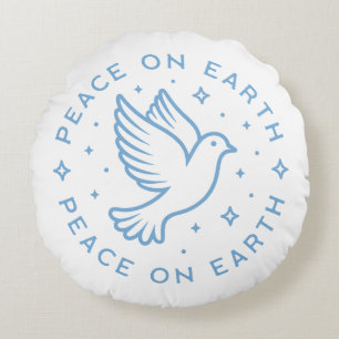 Peace on earth dove blue aesthetic christian girl round pillow