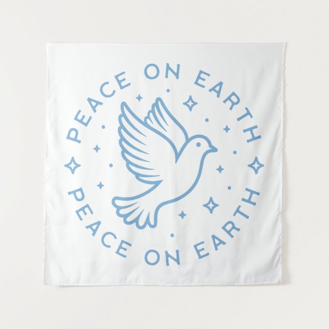Peace on earth dove blue aesthetic christian girl tapestry (Front)